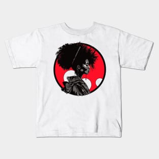 Afro American Woman Red Round Design Kids T-Shirt